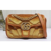 Gucci GG Marmont Mini shoulder bag 446744 velvet Yellow with small Double G studs 2024