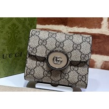 Gucci Petite GG medium wallet 760197 Beige and ebony GG Supreme canvas