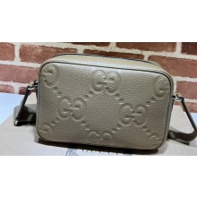 Gucci Jumbo GG Leather medium messenger bag 766946 Gray