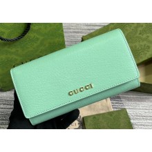 Gucci Continental wallet with Gucci script 772638 leather Pale Green 2024