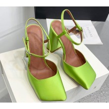 Amina Muaddi Heel 9.5cm Charlotte Pumps Satin Green 2024