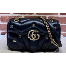 Gucci GG Marmont small shoulder bag 443497 Leather Black with small Double G studs 2024