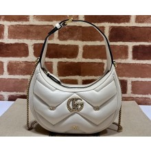 Gucci GG Marmont half-moon-shaped Mini bag 770983 Leather White with small Double G studs 2024