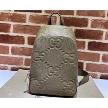 Gucci Jumbo GG Leather crossbody bag 766937 Gray
