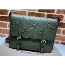 Gucci Jumbo GG Leather medium messenger bag 760234 Green