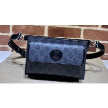 Gucci GG belt bag with Interlocking G 746300 Grey and black GG Supreme canvas 2024