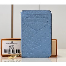 Louis Vuitton Monogram Empreinte Leather Romy Card Holder M82045 Bleu Nuage Blue