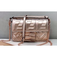Fendi Nappa Leather Mini Baguette bag Pink Gold