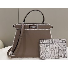 Fendi Peekaboo ISEEU Medium Bag Gray Calfskin/Python Edge