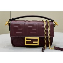 Fendi Nappa Leather Mini Baguette bag Burgundy