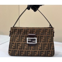 Fendi Vintage Hobo Bag in Brown jacquard FF fabric 8332