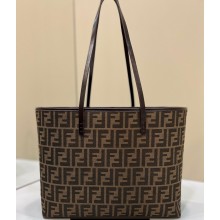 Fendi Vintage Shopping Tote Bag in Brown jacquard FF fabric 8338