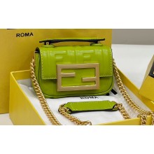 Fendi Nano Baguette Chain Bag Leather Green