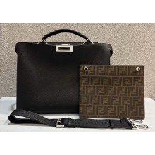 Fendi Peekaboo Iseeu Medium Bag in Selleria Leather 7VA529 Black/Yellow
