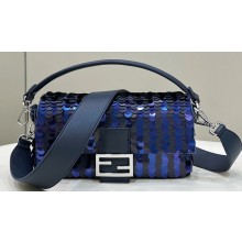 Fendi Medium Baguette Bag Dark and mid blue sequin bag