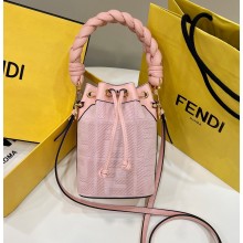 Fendi Mon Tresor Mini bucket bag Pink canvas with FF embroidery