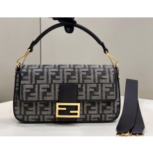 Fendi Medium Baguette FF tapestry fabric bag Dark Gray