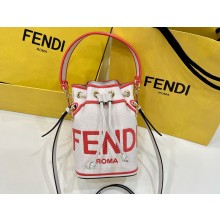 Fendi Mon Tresor Mini bucket bag White/Pink canvas