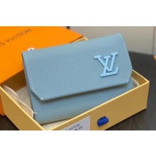Louis Vuitton Cowhide leather Aerogram Slender Pilot Wallet Sky Blue 2024