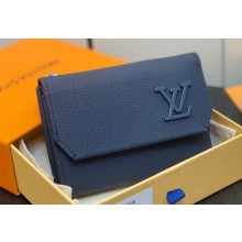 Louis Vuitton Cowhide leather Aerogram Slender Pilot Wallet Dark Blue 2024