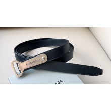 Balenciaga Width 3cm Bottle Opener D Ring Belt in black vegetal calfskin