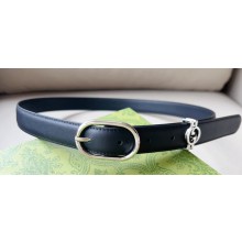 Gucci Width 2.5cm Belt with Round Interlocking G 760164 Black/Silver