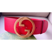 Gucci Width 7cm Blondie wide Leather belt 751534 Red