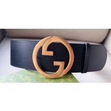 Gucci Width 7cm Blondie wide Leather belt 751534 Black