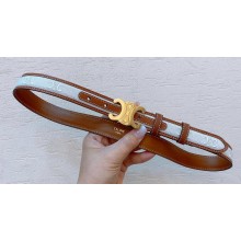Celine 2.5cm Medium Triomphe Belt in TEXTILE WITH TRIOMPHE ALL-OVER AND CALFSKIN 01