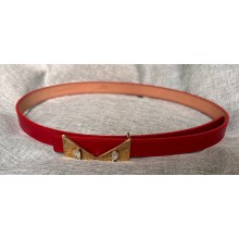 Fendi Width 2cm Bag Bugs Crystal leather Belt Red