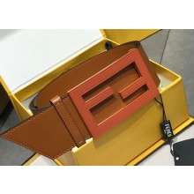 Fendi Width 6cm Baguette Wide leather belt Brown