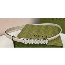 Gucci Width 1.5cm Gucci buckle thin belt 751602 White/Silver