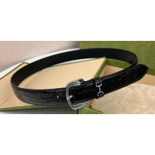 Gucci Width 3cm Belt with Horsebit 725307 Black 04