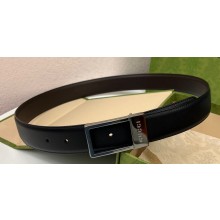Gucci Width 3.5cm GG belt with rectangular buckle 722370 Black 02