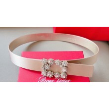 Roger Vivier Width 3cm Flower Strass Buckle Belt in Satin 03