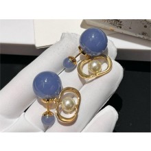 Dior Gold-Finish Metal with White Resin Pearls and Sky Blue Transparent Resin Pearls Tribales Earrings 2024