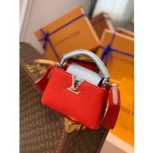 louis vuitton Capucines Mini bag m57520 Coral/Greige Beige/Olympe Blue