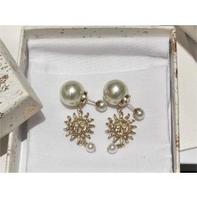 Dior Gold-Finish Metal and White Resin Pearls Tribales Earrings 2024