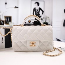 CHANEL SHEEPSKIN Mini Flap Bag with Top Handle AS2431 WHITE 2022