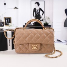 CHANEL SHEEPSKIN Mini Flap Bag with Top Handle AS2431 APRICOT 2022