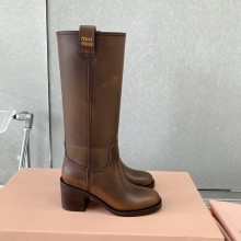 Miu Miu leather boots 5W967D SIENNA 2023