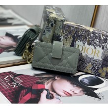 Lady Dior 5-Gusset Card Holder gray in Patent Cannage Calfskin with gold hardware