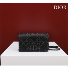 Dior Caro Macrocannage Pouch Black Macrocannage Calfskin with Star Motif