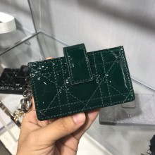 Lady Dior 5-Gusset Card Holder green in Patent Cannage Calfskin with silver hardware