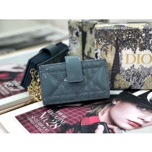 Lady Dior 5-Gusset Card Holder blue in Patent Cannage Calfskin with gold hardware