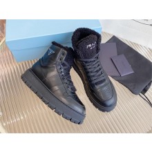 Prada Leather and shearling high-top sneakers black 1T948M 2023