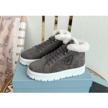 Prada Nylon lace-up booties dark gray 1T490M 2023