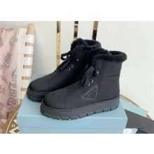 Prada Nylon gabardine lace-up booties navy blue 1T492M 2023