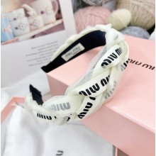miu miu logo printed headband white 2022