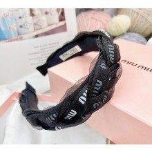 miu miu logo printed headband black 2022